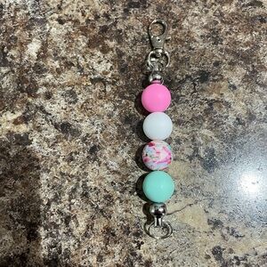 Kids Silicone Bead Keychain Clip - Pink, White, Floral, Mint 15MM